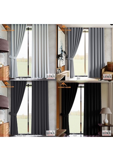 Lüks Karartma Perde Blackout Fon Perde- 12 Renk - Modern House