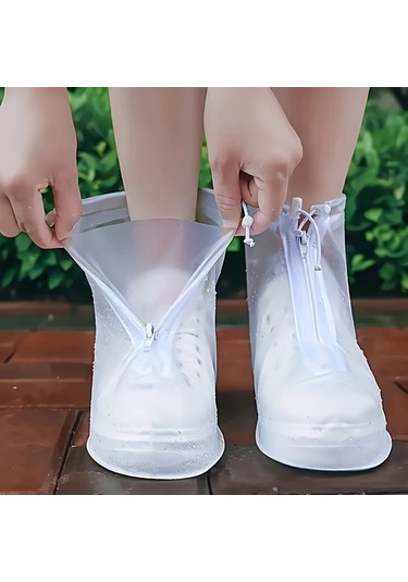 Willowhaven 2 Çift Beyaz Donuk Non-slip Su Geçirmez Fermuarlı Sığır Derisi Yağmur Çizmeleri Erkek Kadın Altın