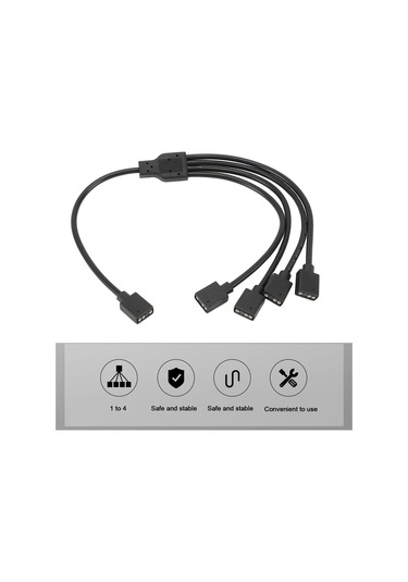 Xindoker 5v 3 Pin Argb Çevirici Kablosu, 1'den 4'e, Ana-ana Bağlantı, Bilgisayar Kasası Cpu Soğutucu Ve Argb Fanları İçin Led Senkronizasyon Uzantı Kablosu Siyah