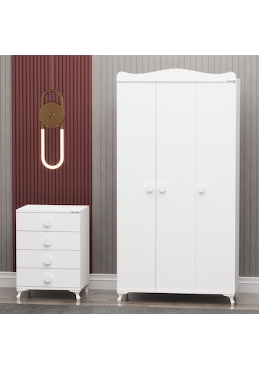 Yıldız 3 Kapaklı Dolap Ve Şifonyer- Beyaz