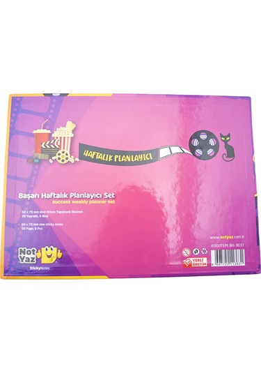 Notyaz 29x21 50 Yaprak 6 Blok Başarı Haftalık Planlayıcı Kedili Sinema Bh-3631 Çok Renkli