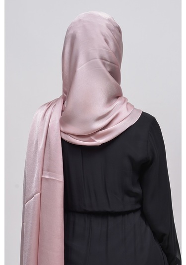 Altobeh Janjan Şık Parlak Saten Dokulu Kadın Tesettür Abiye Şifon Şal - Açık Pudra