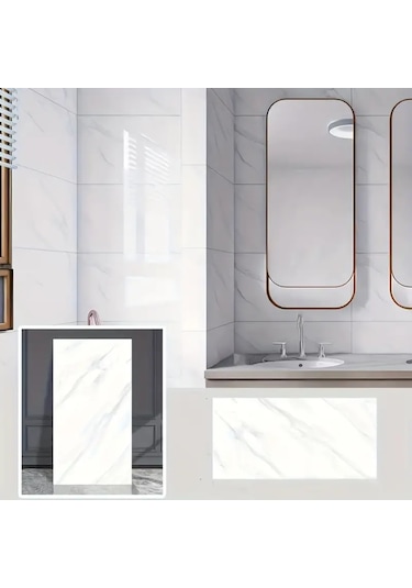 Kenpazar Beyaz Mermer Desenli Alüminyum Plastik Duvar Sticker