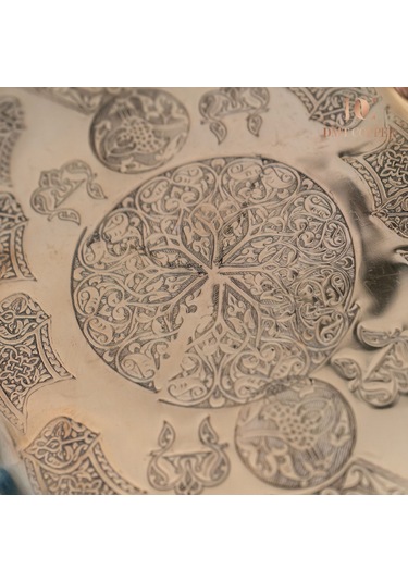 Dmt Gaziantep Bakır 34,5 Cm Osmanlı El İşi Sunum Tepsi Kına Tepsisi 34.5cmx21.5cm Gold