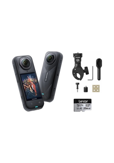 Insta360 X5 Aksiyon Kamerası - Motosiklet Kiti 256 Gb Siyah