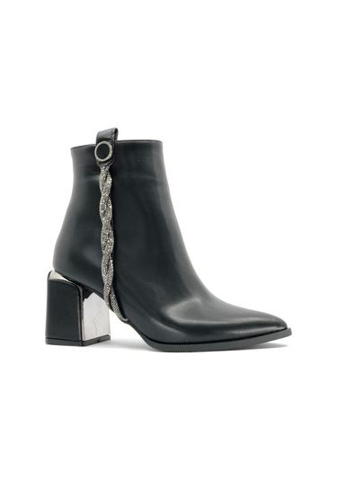 Feles Burgu Şerit Taş Detaylı Klasik Kadın Bot 001