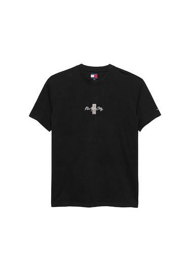 Tommy Hilfiger Tjm Erkek Regular Sign Block Ss Siyah T-shirt-13191 Siyah