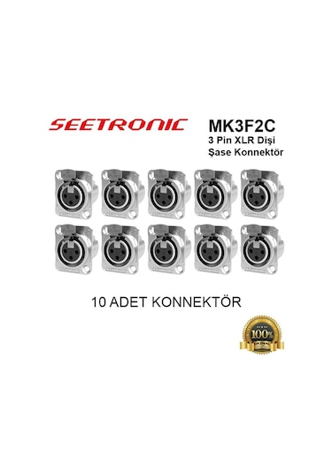 Seetronic Mk3F2C 3 Pin Xlr Dişi Şase Konnektör 10 Lu