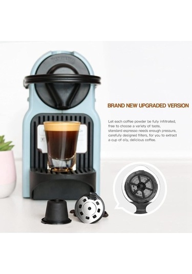 Metabagua 5 Adet Kahve Filtreleri Paslanmaz Çelik Makine Doldurulabilir Kahve Kapsülü Pod Damlatıcı Sepet Bardak Cafeteira 6ajoıl Siyah