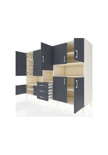 Kronos Dolap 13 Raflı 3 Çekmeceli 9 Kapaklı 220x59x163 Aytaşı-ant Aytaşı-antrasit