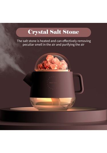 Hfambition Tuz Taşı Usb Şarjlı 360ml Nemin Hava Temizleyici Ve Aromaterapi Lambası Sessiz Çalışma/2 Işık Modu Beyaz