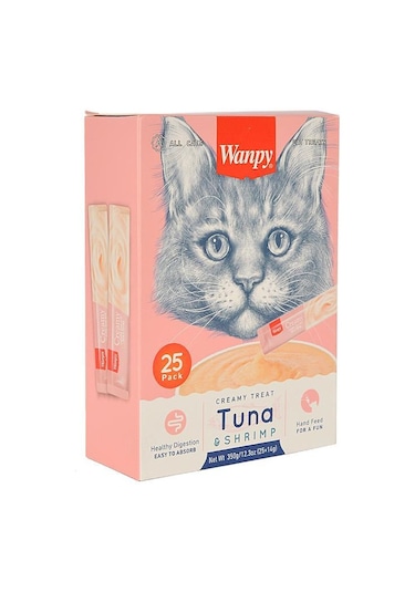 Wanpy Ton Balığı & Karidesli Yetişkin Kedi Ödül Maması 25 x 14 G