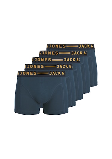 Jack & Jones Erkek Düz Renk 5'li Boxer Paketi - Blue - 12293348 Blue Wing Teal
