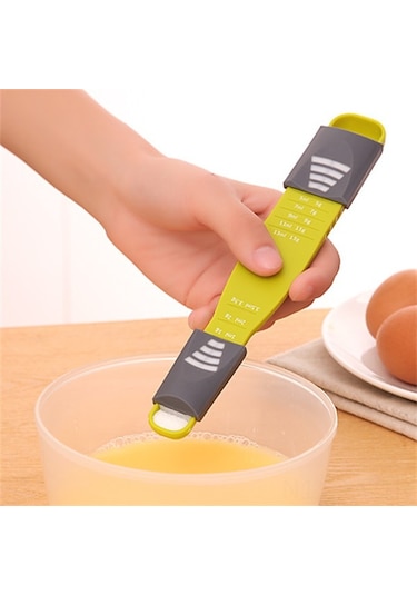 Shineyee Banyo Ve Mutfak İçin 8 Seviyeli Ayar Özelliği İle Çift Uçlu Ölçüm Kaşığı, Tozlardan Yağa Kadar Tüm Malzemeler İçin Pratik Kullanım Yeşil