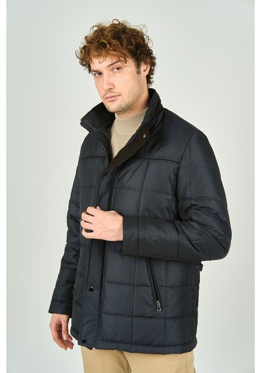 Daynax Erkek İçi Kürklü Dik Yaka Fermuar Ve Çıtçıt Kapamalı Mont Kaban 4000 Lacivert Lacivert