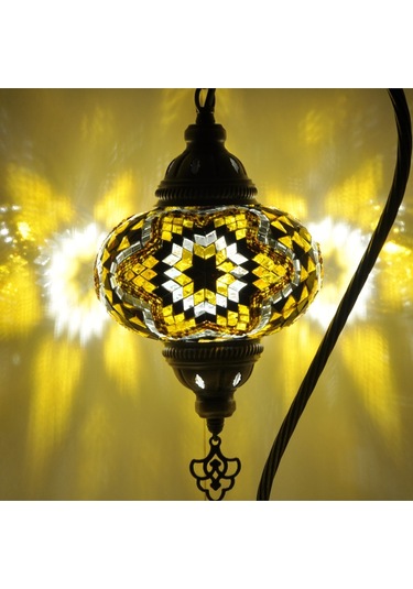 El Yapımı Mozaik Masaüstü Komodin Otantik Dekor Lamba Gece Lambası Abajur Amber