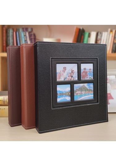 6 İnç 600 Yaprak Deri Kapak Fotoğraf Albümü Aile Fotoğraf Albümü Depolama Kitabı Siyah
