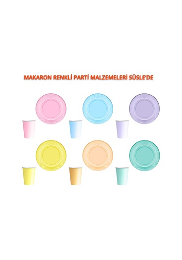 Makaron Karton Bardak. 8 Adet - Pembe