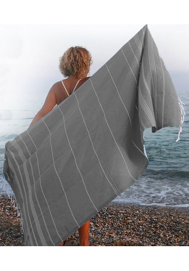 Sultan Peştemal Havlu 100 Pamuklu Deniz Plaj Banyo Peştemali 100x180 Cm Siyah