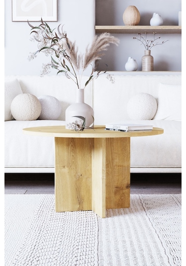 Nova Tekli Orta Sehpa, İskandinav Stil, Bohem, 72 Cm - Safir Meşe