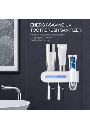 Tenfowee Usb Şarjlı Uv Diş Fırçası Dezenfektörü, Duvar Montajlı Otomatik Diş Macunu Dispenserli Aile Ve Bebekler İçin Diş Fırçası Organizatörü Pembe