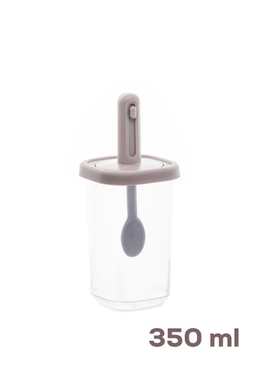 Porsima 4366 7 Li Kaydırmalı Kaşıklı Sızdırmaz Kapaklı Etiketli Baharatlık Seti - Saklama Kabı Cappuccino