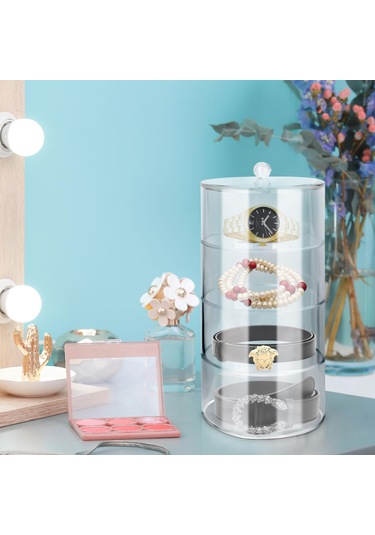 Akrilik Kemer Düzenleyici 2 Katlı Şeffaf 5.5in Çap Güçlü Hafif Kemer Vitrini ŞEFFAF