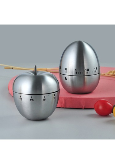 Geeroyoo Yumurta Şeklinde Paslanmaz Çelik Mekanik Mutfak Zamanlayıcısı - 60 Dakika Sayacı
