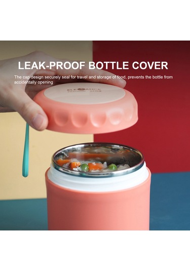 Hangfox 304 Çelik Isı Saklama Çorba Kavanozu, Leak-proof Kapaklı, Geniş Açık, Taşıma Koluyla, 400-500ml, Ev/ofis/kamp Kullanıma Uygun Yeşil