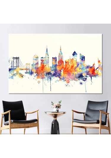 50x70cm 1 Parça Kanvas Tablo, Şehir Sanat, Şehir Manzarası