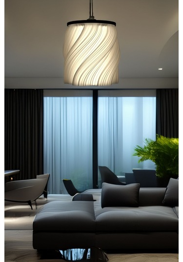 Modern Sarkıt Tekli Avize Krema Serisi 23x27 Cm Salon Mutfak Oturma Odası Cafe Bar Çok Renkli