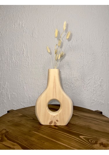 O&a Wood Doğal Ahşap Dekoratif Biblo Vazo Naturel