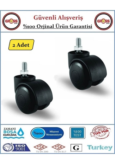 Ofis Koltuk Mobilya Tekerleği - M10 Civatalı Tekerlek - 2 Adet
