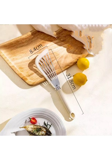 Stil'nyj İ Udobnyj Dom Çatal Silikon Ve Çelikten Yapılmış Mutfak Spatulası, Çiziklerden Koruma 175162415 Beyaz