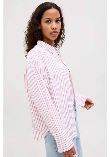 Jjxx Kadın Jxcaro Uzun Kollu Pamuklu Poplin Gömlek 12270951 Pembe Pembe
