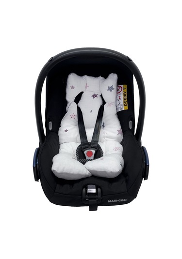 Ezh Collection 8011 Müslin Puset ve Oto Koltuğu Minderi Beyaz-Pembe