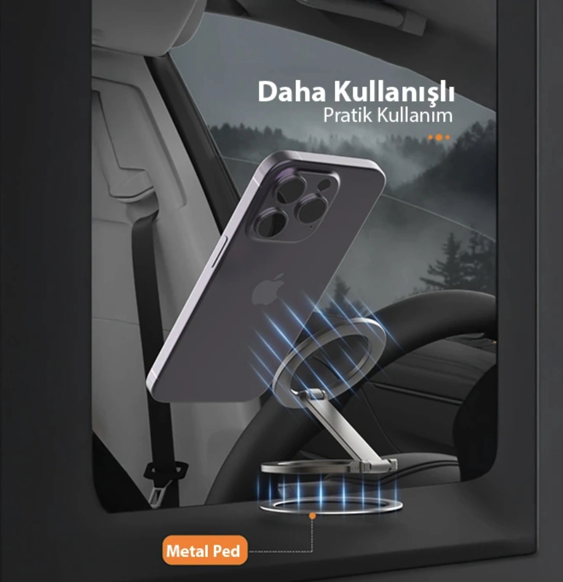 Mini Çok Güçlü Katlanır Telefon Tutucu Araç Masa Araba Yer Kaplamayan Magsafe Tüm Telefonlara Uyumlu