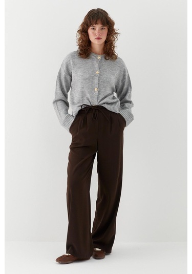 Bağcıklı Palazzo Pantolon Kahverengi Kahverengi