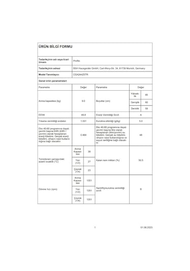 Profilo CGA244Z0TR 1400 Devir 9 KG Çamaşır Makinesi