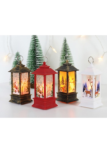 Noel Kar Küresi Fener Led'li Asılı Lamba Sıcak Gece Lambası Pille Çalışan Ev Süsleme Hediyeleri İçin