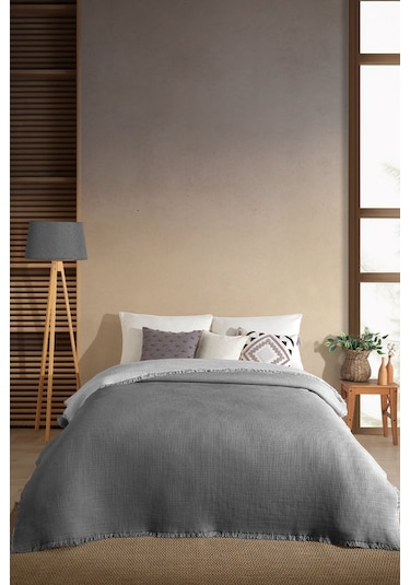 Elart Rubby Müslin Pike Çift Kişilik 210x230 Cm Antrasit Antrasit