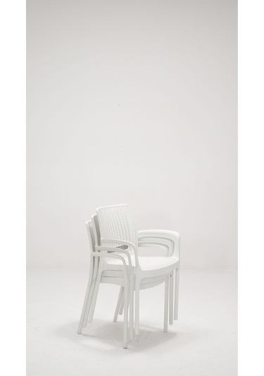 2 Adet Rattan Lüx Beyaz Sandalye / Balkon-Bahçe-Teras Beyaz