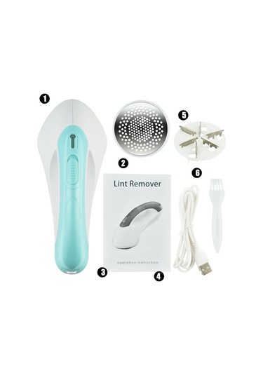 Sones Bz-117z-a Usb Şarjlı 6 Bıçaklı Başlı Kürk Topu Düzeltici Mavi