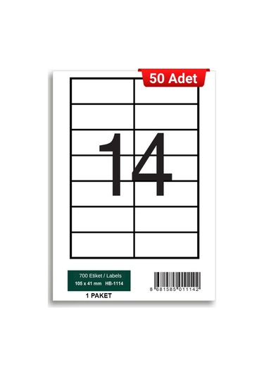 Herboy Hb-1114 105 X 41 Mm A4 Laser Etiket 50 Adet