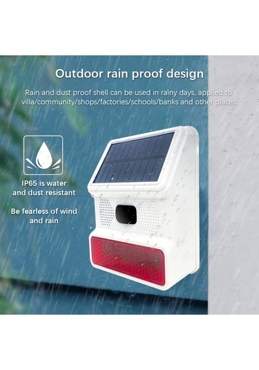 Kangvka Güneş Enerjili 433mhz Kablosuz Sesli Işık Alarmı, Entegre 1000ma Pil, Ip65 Su Geçirmez, Kızılötesi Algılama, 100db Ses, 100m Alım Mesafesi