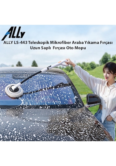 Ally Ls-443 Teleskopik Mikrofiber Araba Yıkama Fırçası Uzun Saplı Fırçası Oto Mopu