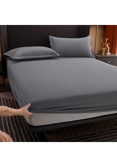 Gri Pamuklu Yatak Örtüsü Kaymaz Sabit Pamuklu Çarşaf Yatak Örtüsü Simmons Koruyucu Kapak Gri