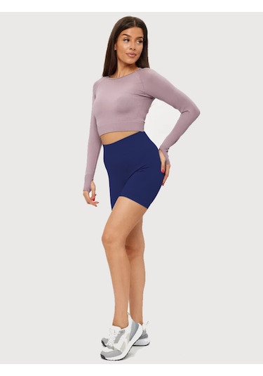 Mistirik Jerovin Model Toparlayıcı Örme Seamless Push Up Etkili Kısa Şort Lacivert Renk Lacivert