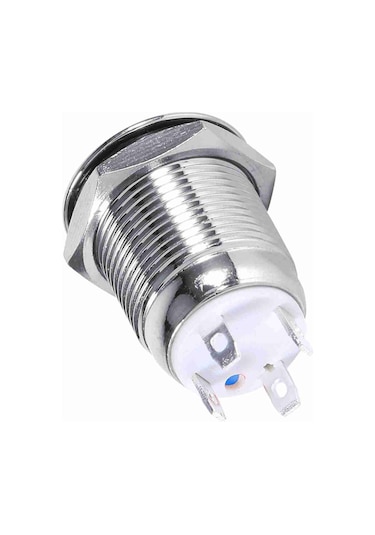 Springsun 12mm 3v Mavi Led Halka Işıklı, Ip65 Su Geçirmez, Bakır Kaplama Nikel Momentary Otomatik Sıfırlama Basma Anahtarı 4pin