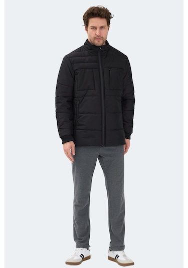 Slazenger Baldwıng Erkek Dik Yaka Fermuarlı Siyah Mont & Kaban Siyah